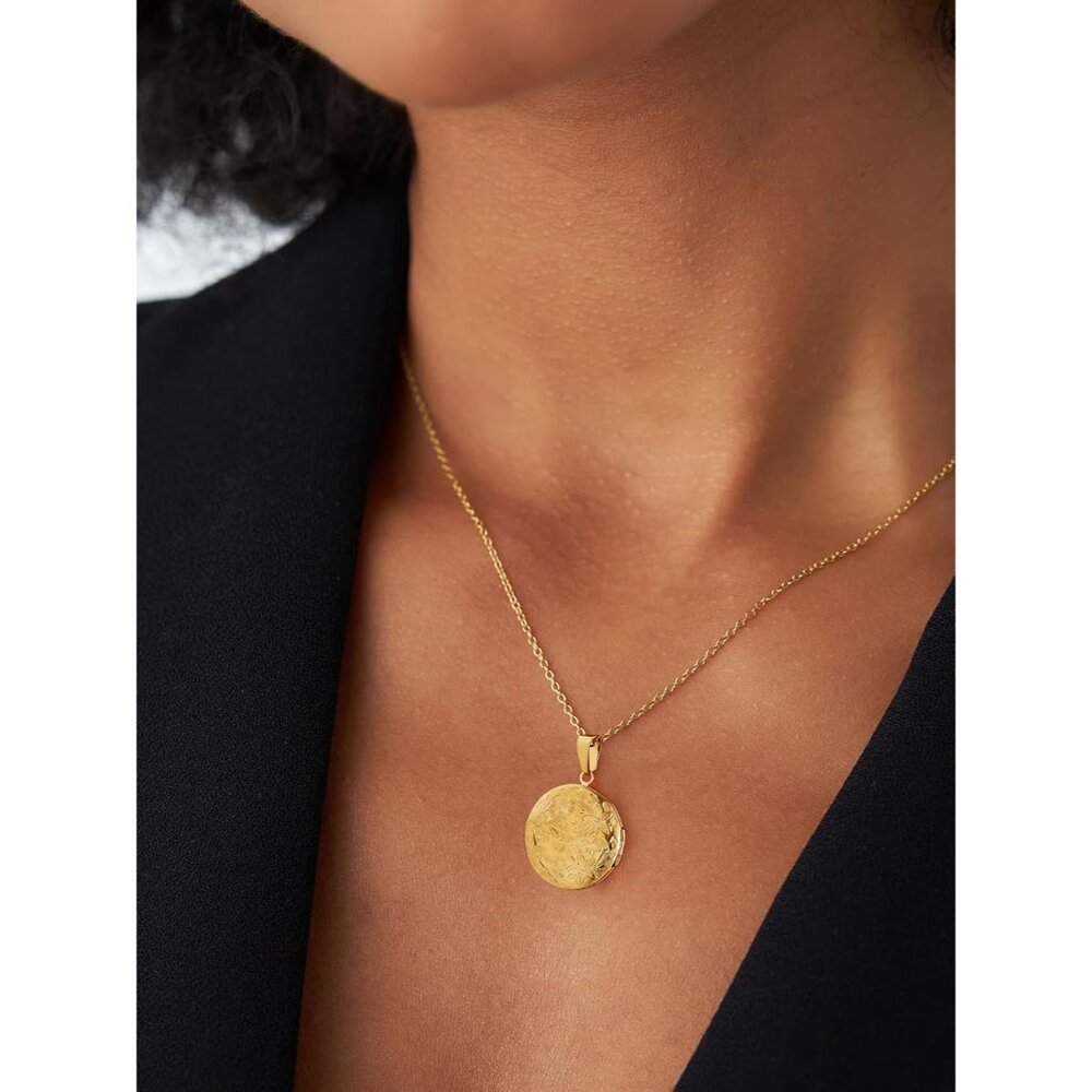 Locket Necklace for Women, Silver/Gold/Rose Gold Custom Photo Text Necklaces, Fl - Picture 3 of 9